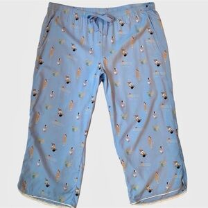 LOFT Size XL Petite Drawstring Cotton Rayon Blue Crop Pajama Lounge Pants